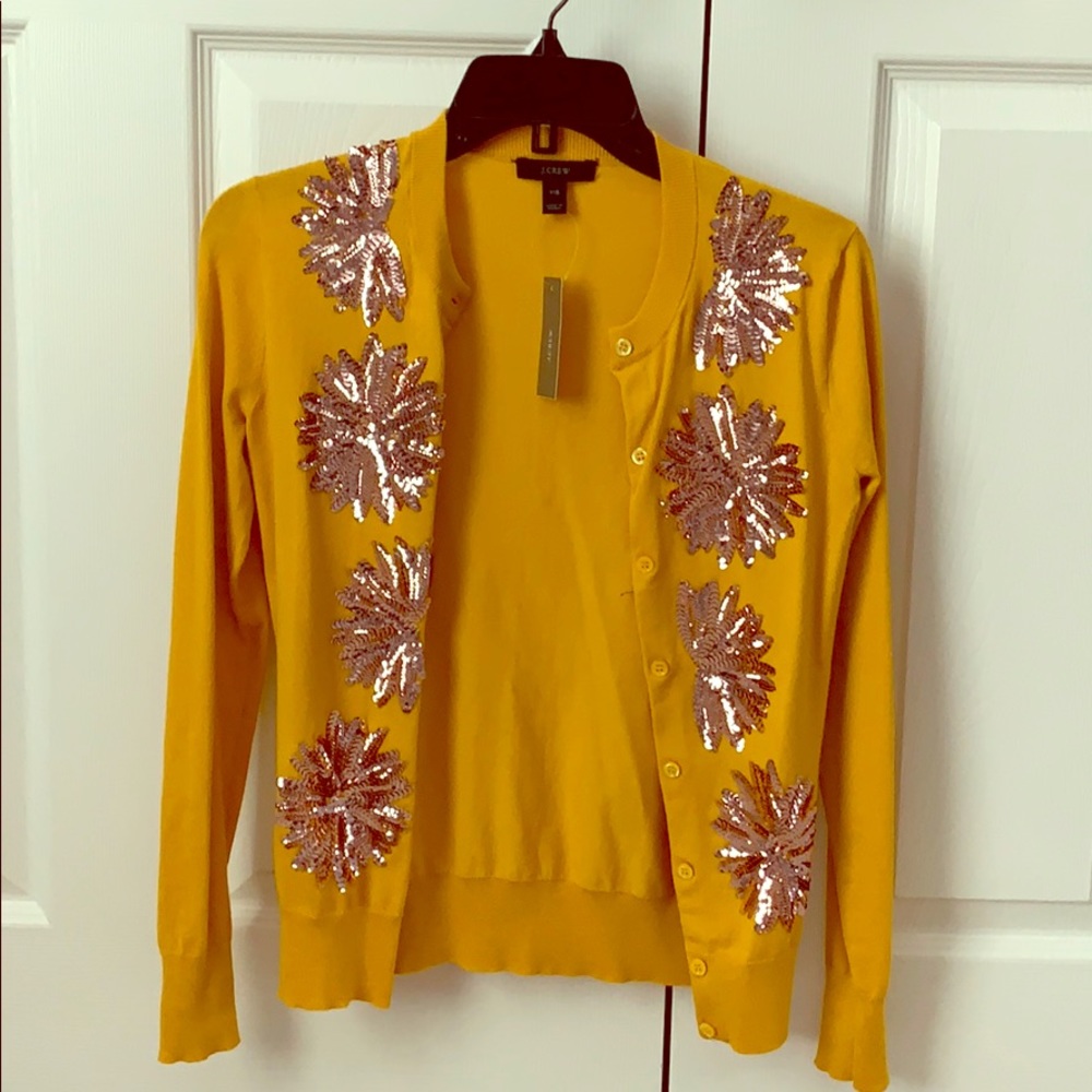 J Crew Cardigan with flower sequins.